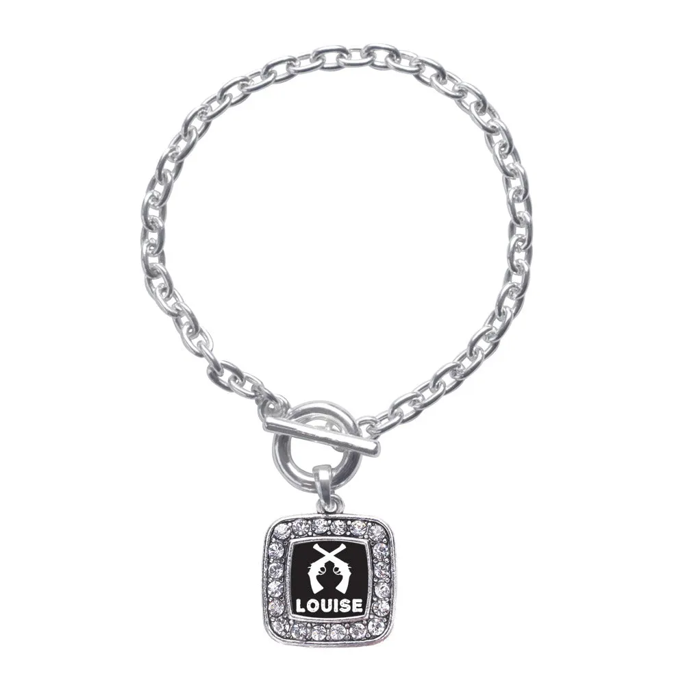 Silver Louise Square Charm Toggle Bracelet