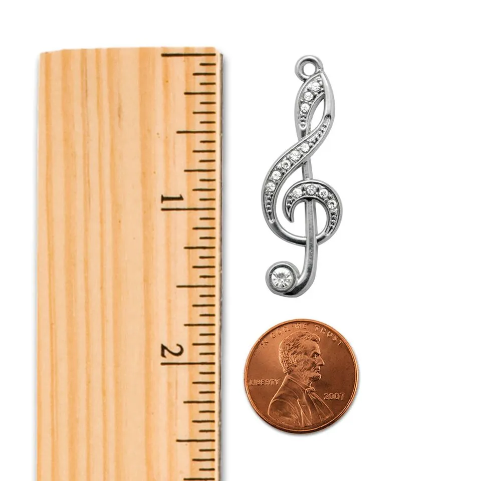 Silver Musical Note Charm Braided Bracelet