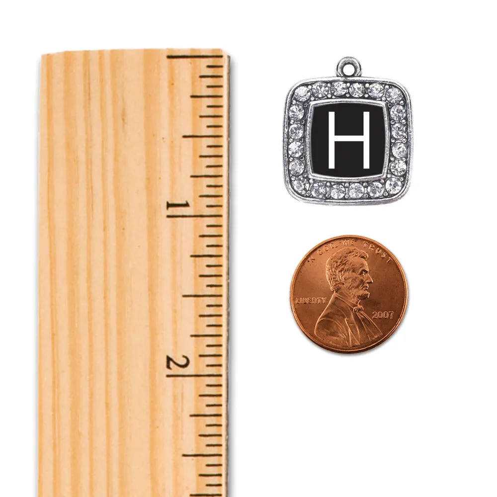Silver My Initials - Letter H Square Charm Toggle Bracelet