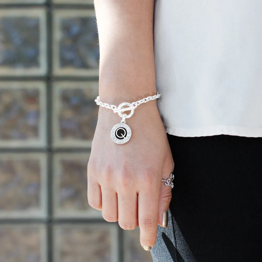 Silver My Initials - Letter Q Circle Charm Toggle Bracelet