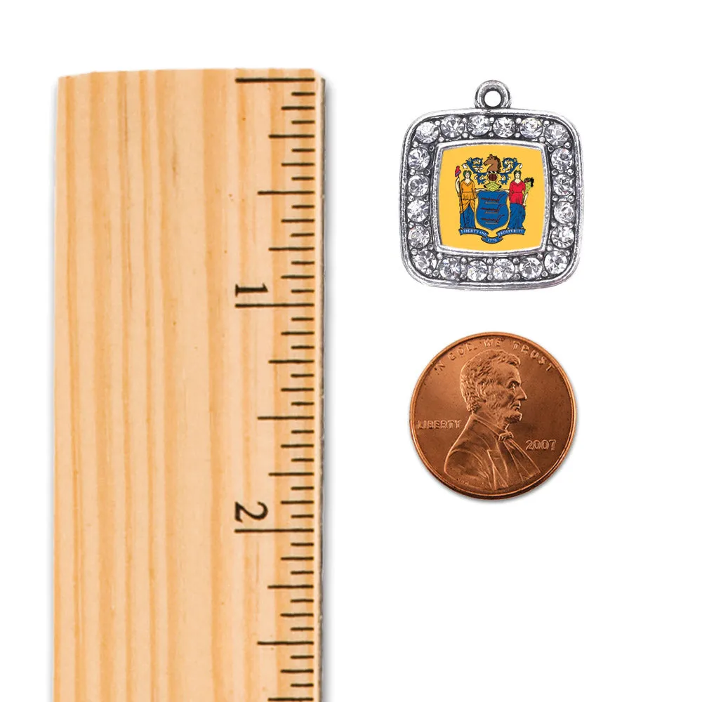 Silver New Jersey Flag Square Charm Toggle Bracelet