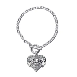 Silver Oakland Pave Heart Charm Toggle Bracelet