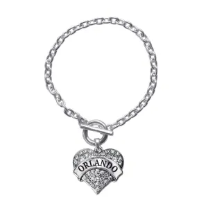 Silver Orlando Pave Heart Charm Toggle Bracelet