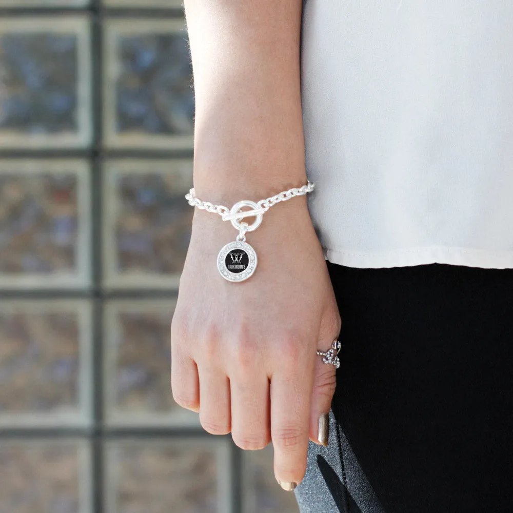 Silver Parkinson's Disease Support Circle Charm Toggle Bracelet