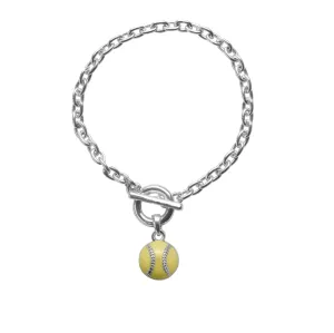 Silver Petite Softball Charm Toggle Bracelet
