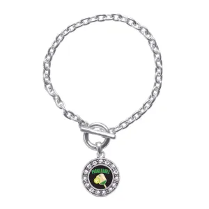 Silver Pickleball Circle Charm Toggle Bracelet
