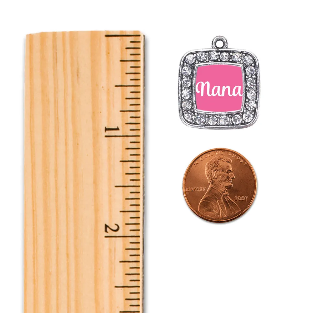 Silver Pink Nana Square Charm Toggle Bracelet