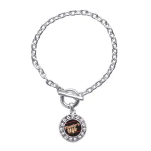 Silver Plumber's Wife Circle Charm Toggle Bracelet