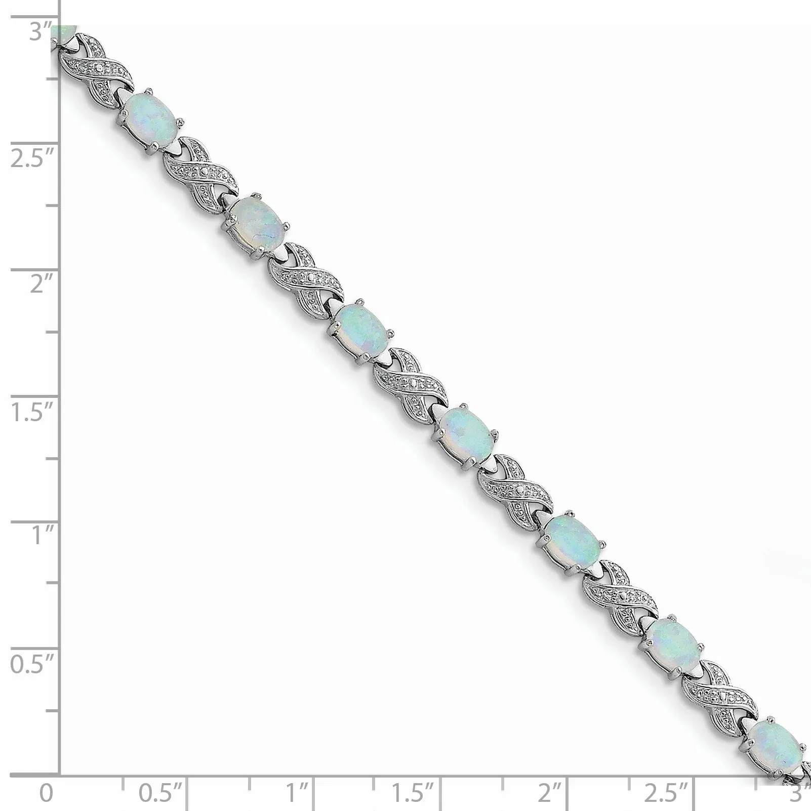 Silver Polished Created Opal Illusion Bracelet