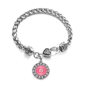 Silver Quinceanera Circle Charm Braided Bracelet