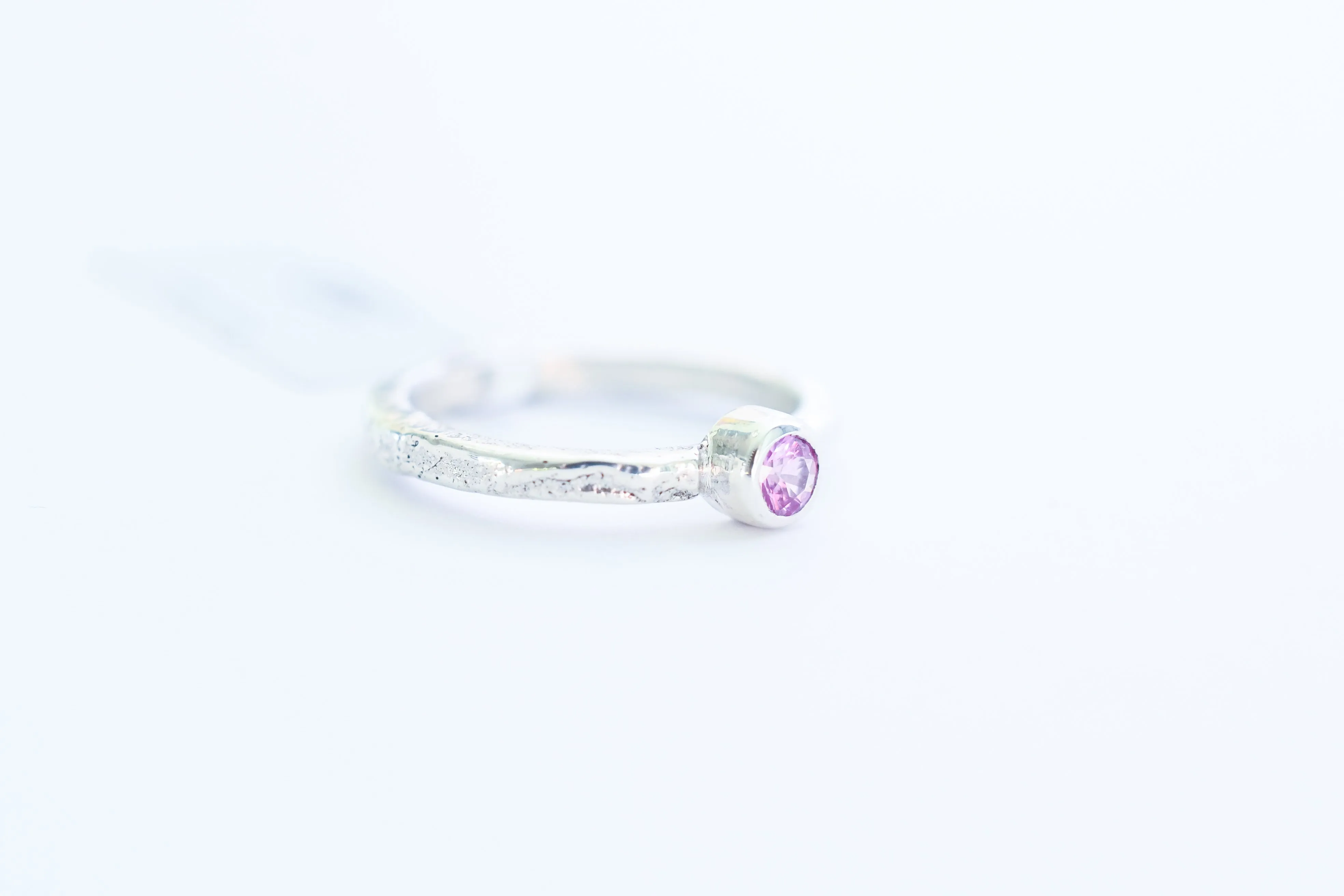Silver ring with pink sapphire