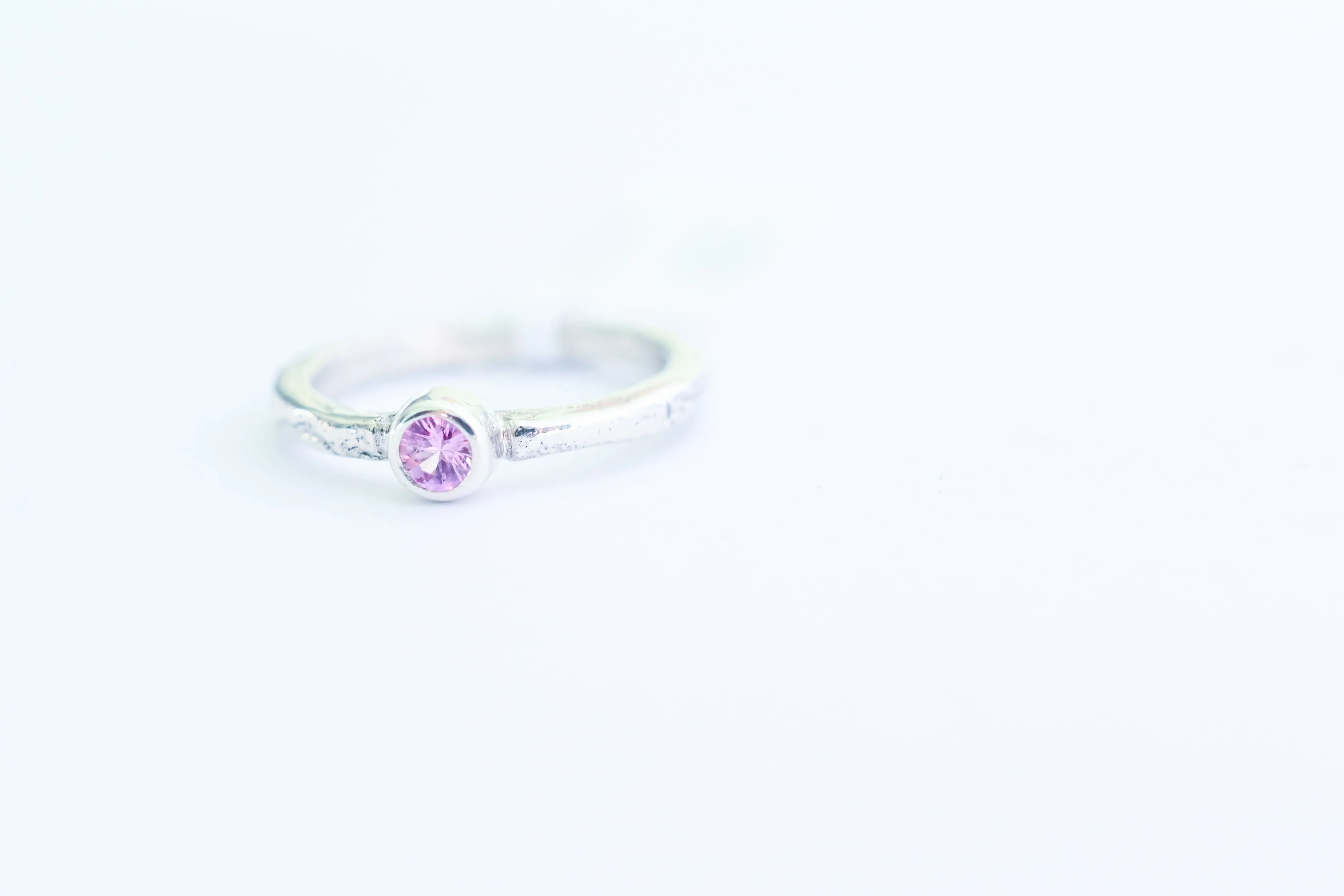 Silver ring with pink sapphire
