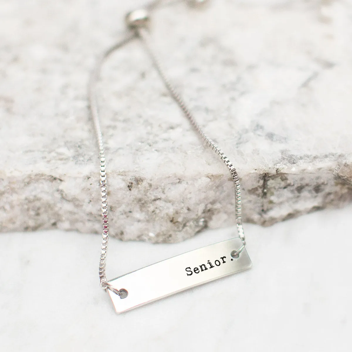 Silver Senior. Adjustable Bar Bracelet