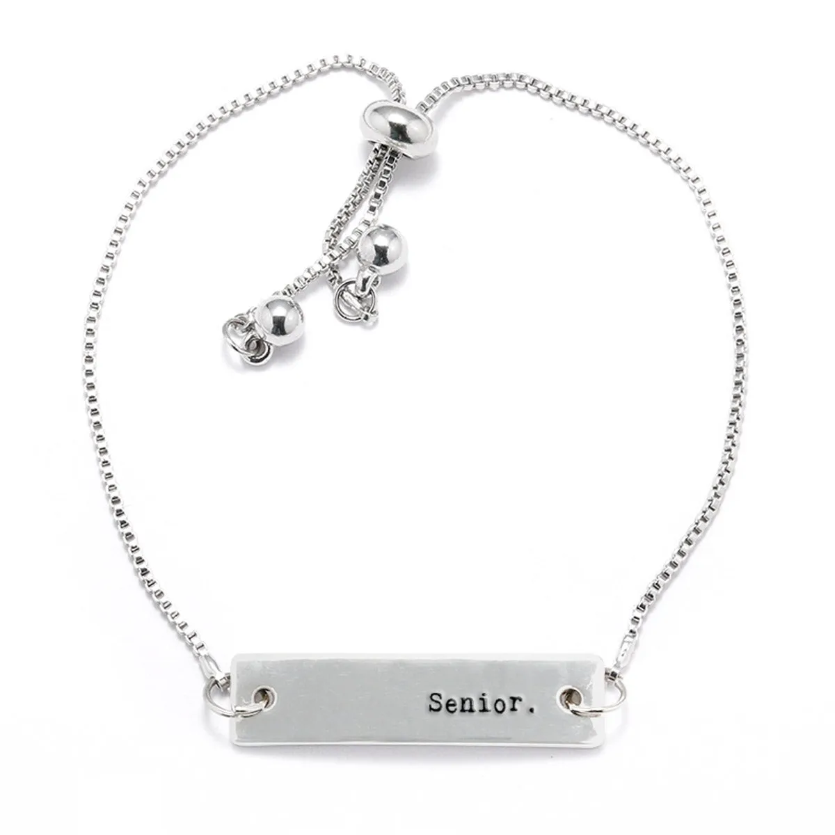 Silver Senior. Adjustable Bar Bracelet