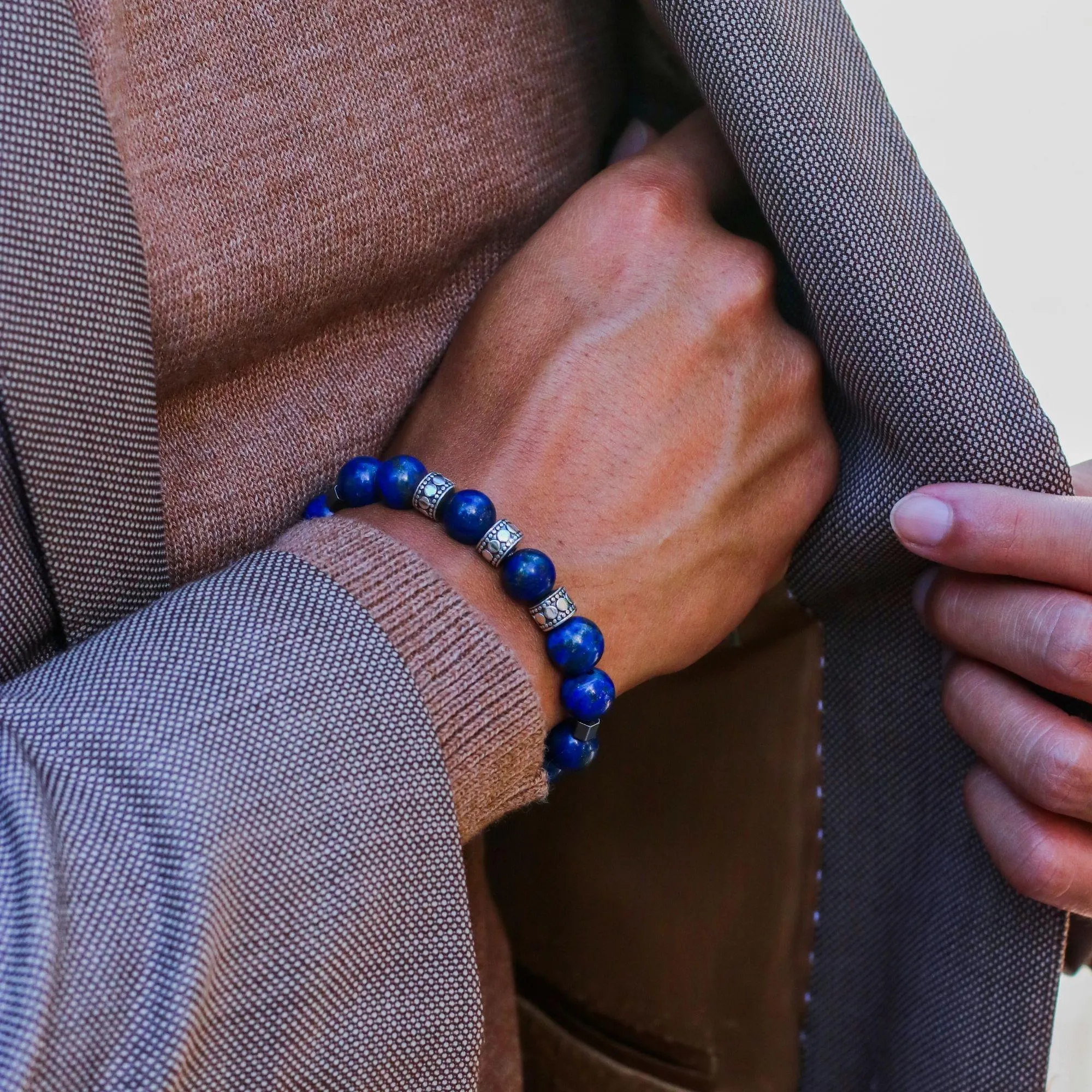 Silver Spacer Throat Chakra Bracelet