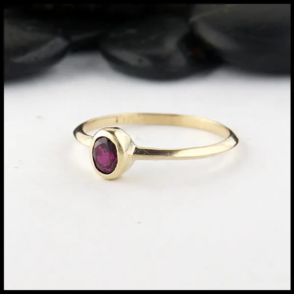 Simple Oval Ruby Ring in Yellow Gold