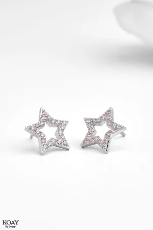 Single Zircon Rose Star Earring