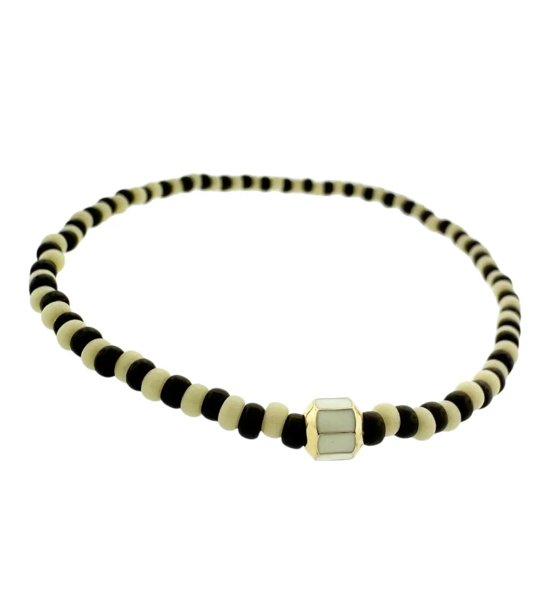 Small Gold Enameled Octogon Beaded Bracelet