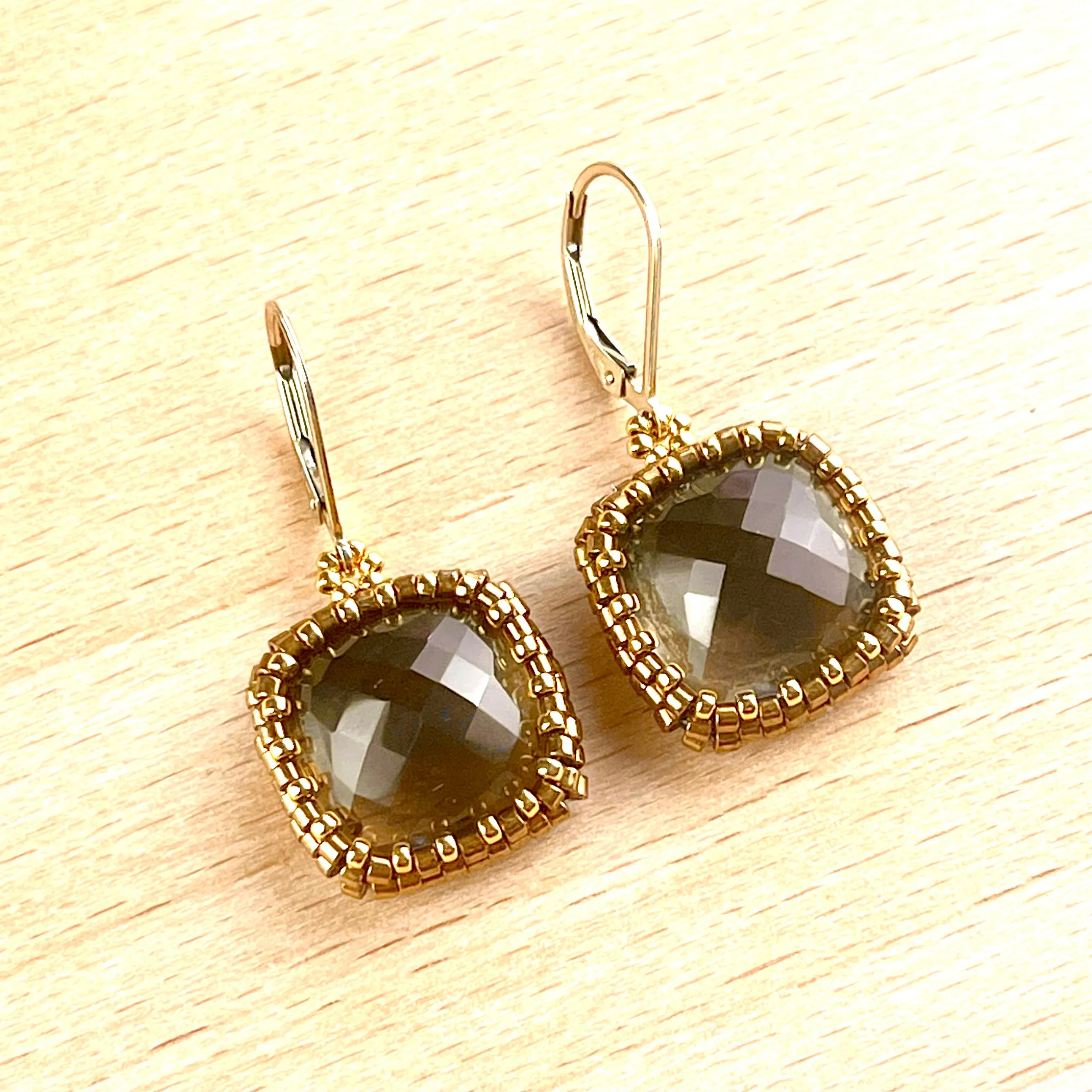 Smokey Quartz Squared Earrings