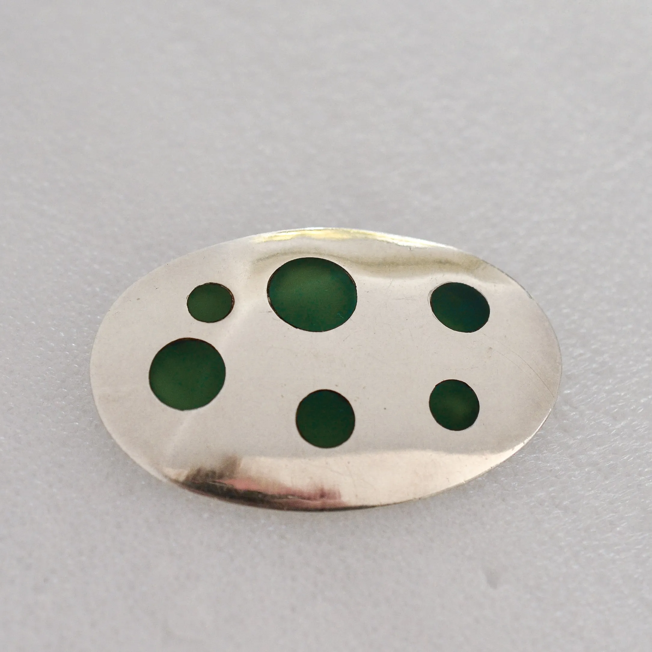 SOLD Los Ballesteros Modernist Sterling Silver Polka Dot Brooch, Taxco 21.3 G