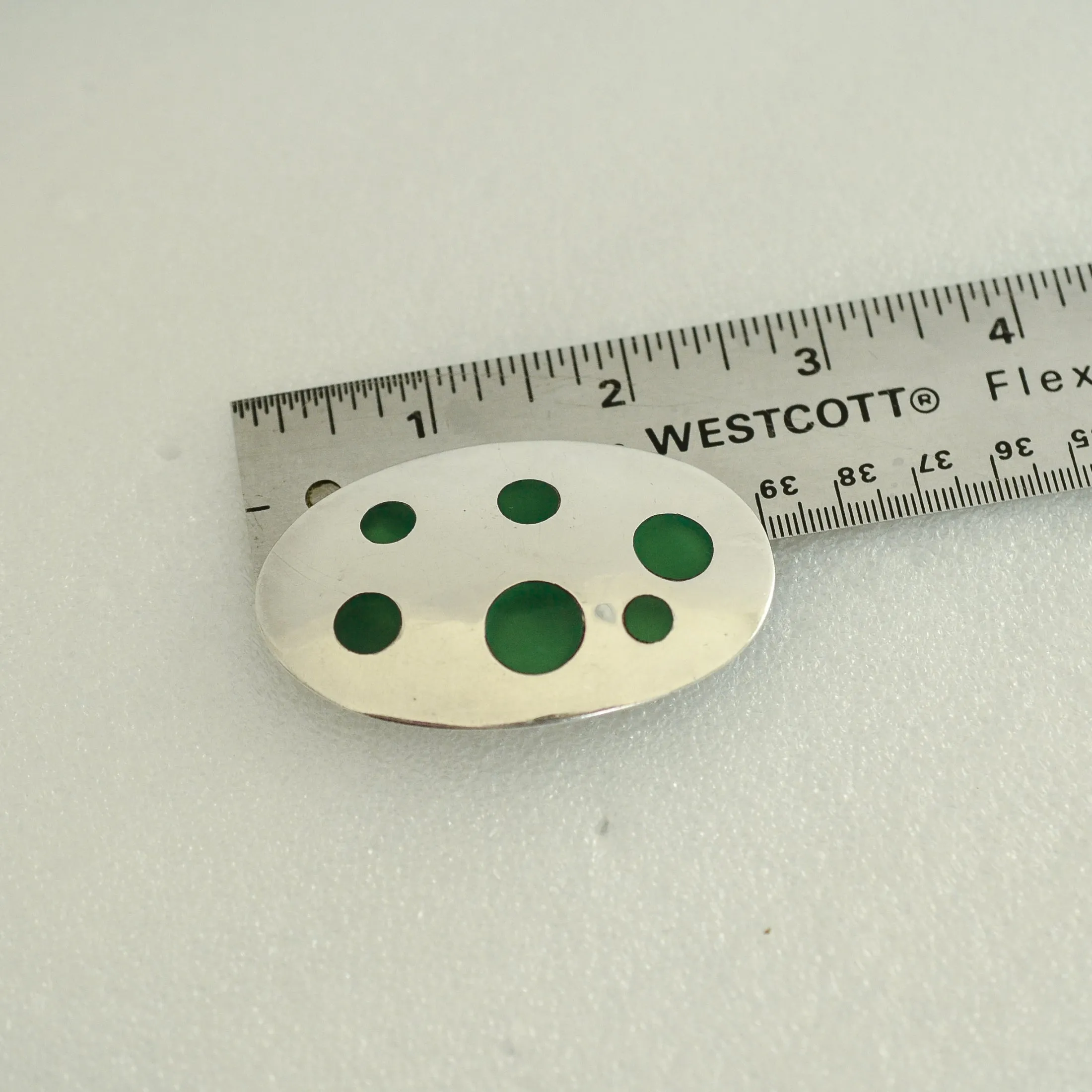 SOLD Los Ballesteros Modernist Sterling Silver Polka Dot Brooch, Taxco 21.3 G