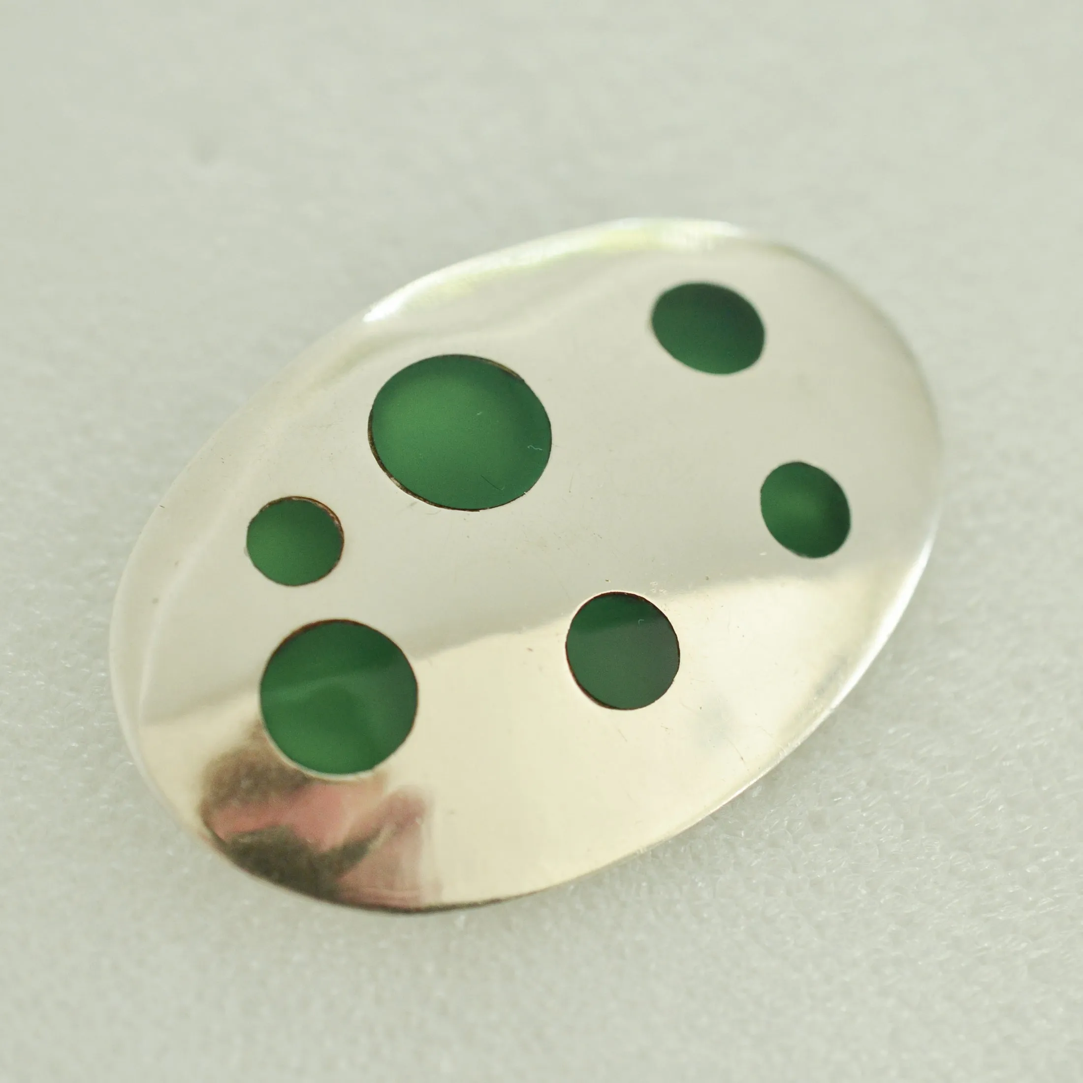 SOLD Los Ballesteros Modernist Sterling Silver Polka Dot Brooch, Taxco 21.3 G