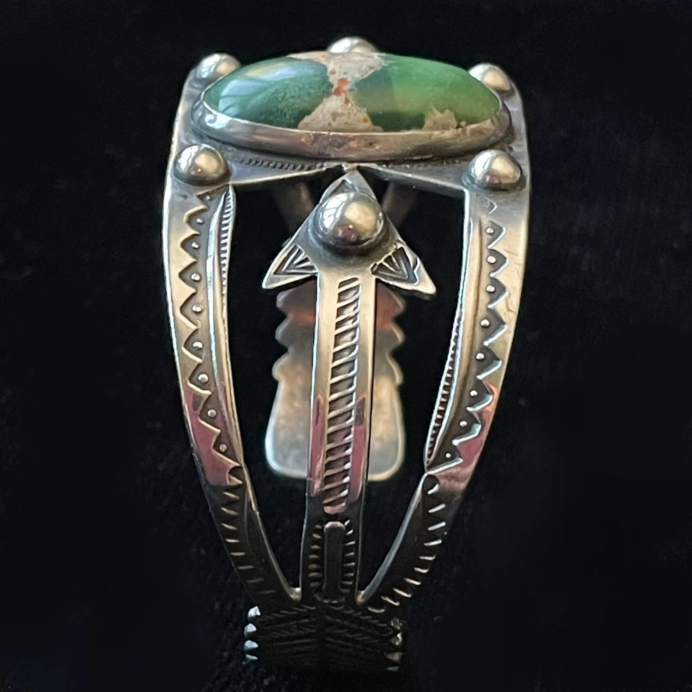 SOLD Vintage Fred Harvey Era Silver Turquoise Cuff Bracelet 24.6 G