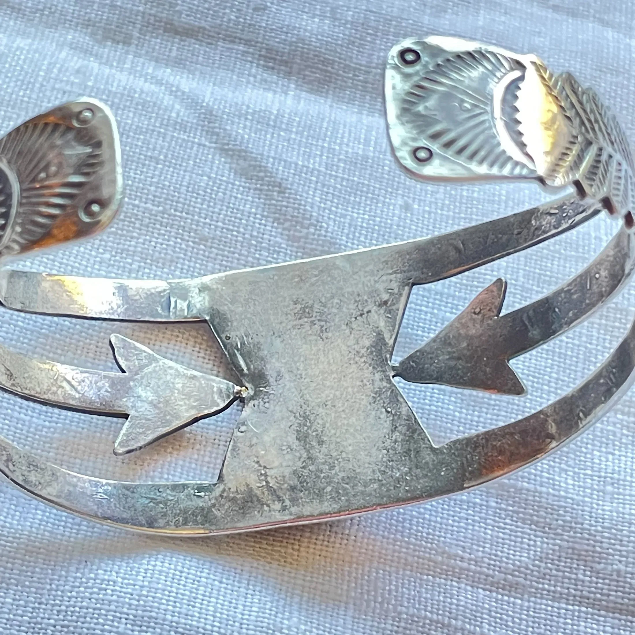 SOLD Vintage Fred Harvey Era Silver Turquoise Cuff Bracelet 24.6 G