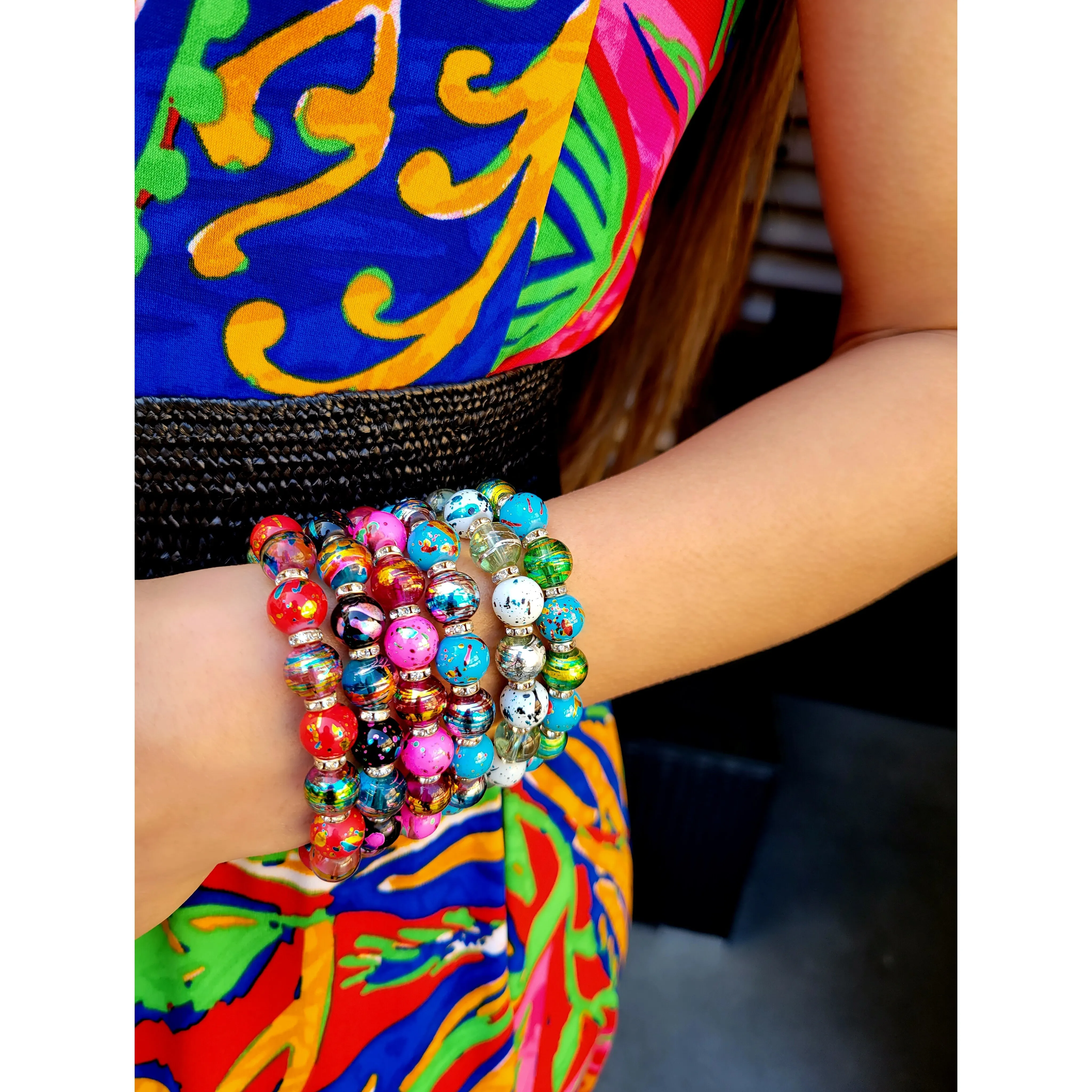 Speckled Beads Bracelet Set
