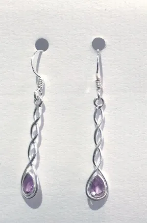Spiral Stem Earrings (Amethyst)