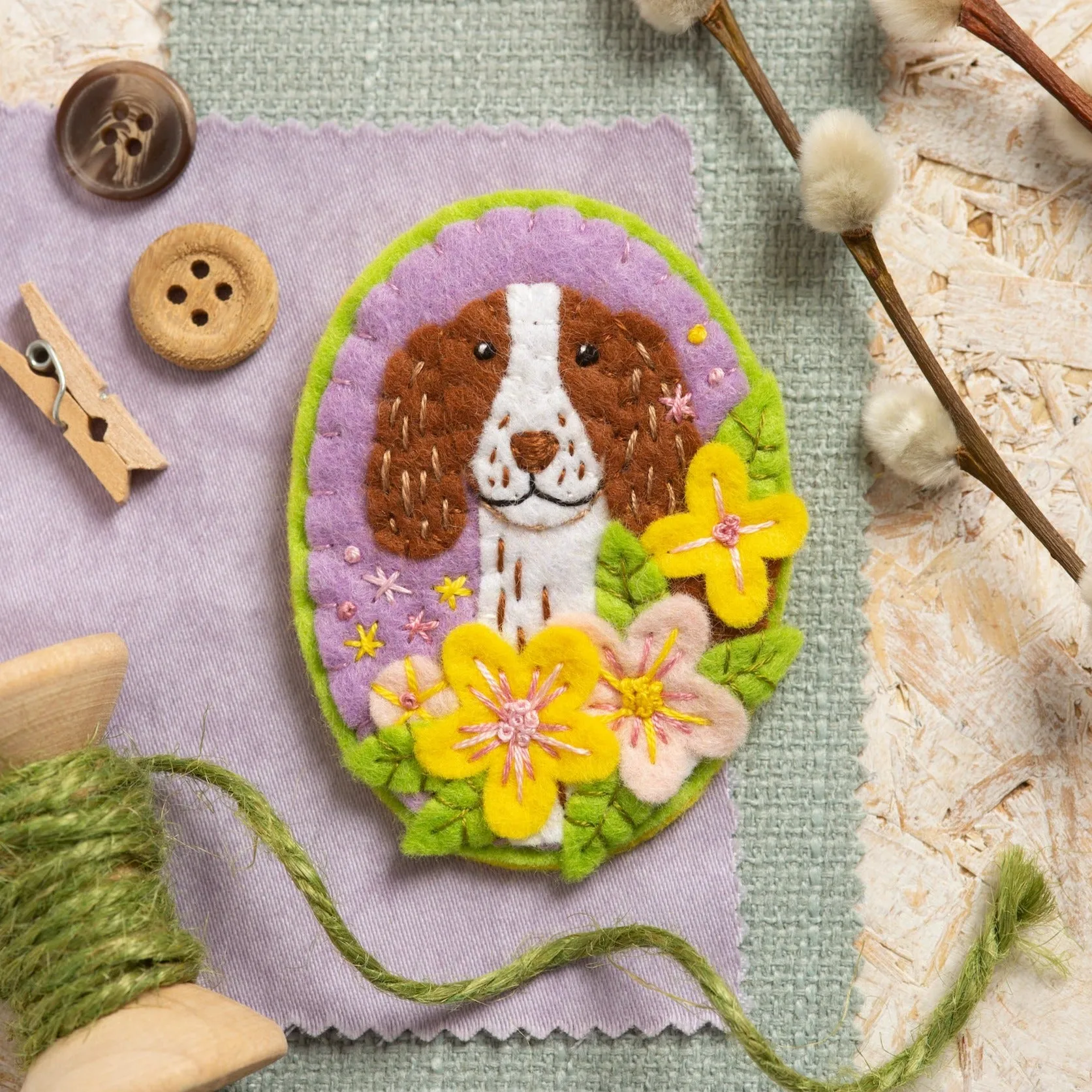 Springer Spaniel Felt Craft Brooch Kit