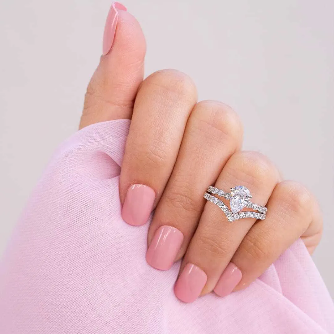 Stackable Pavé V-Shaped Chevron Wishbone Eternity Ring