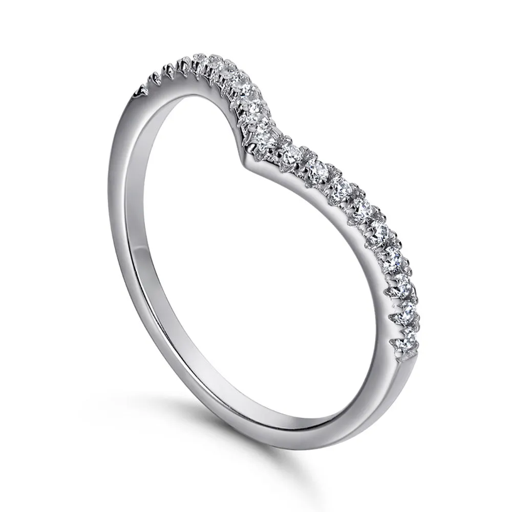 Stackable Pavé V-Shaped Chevron Wishbone Eternity Ring