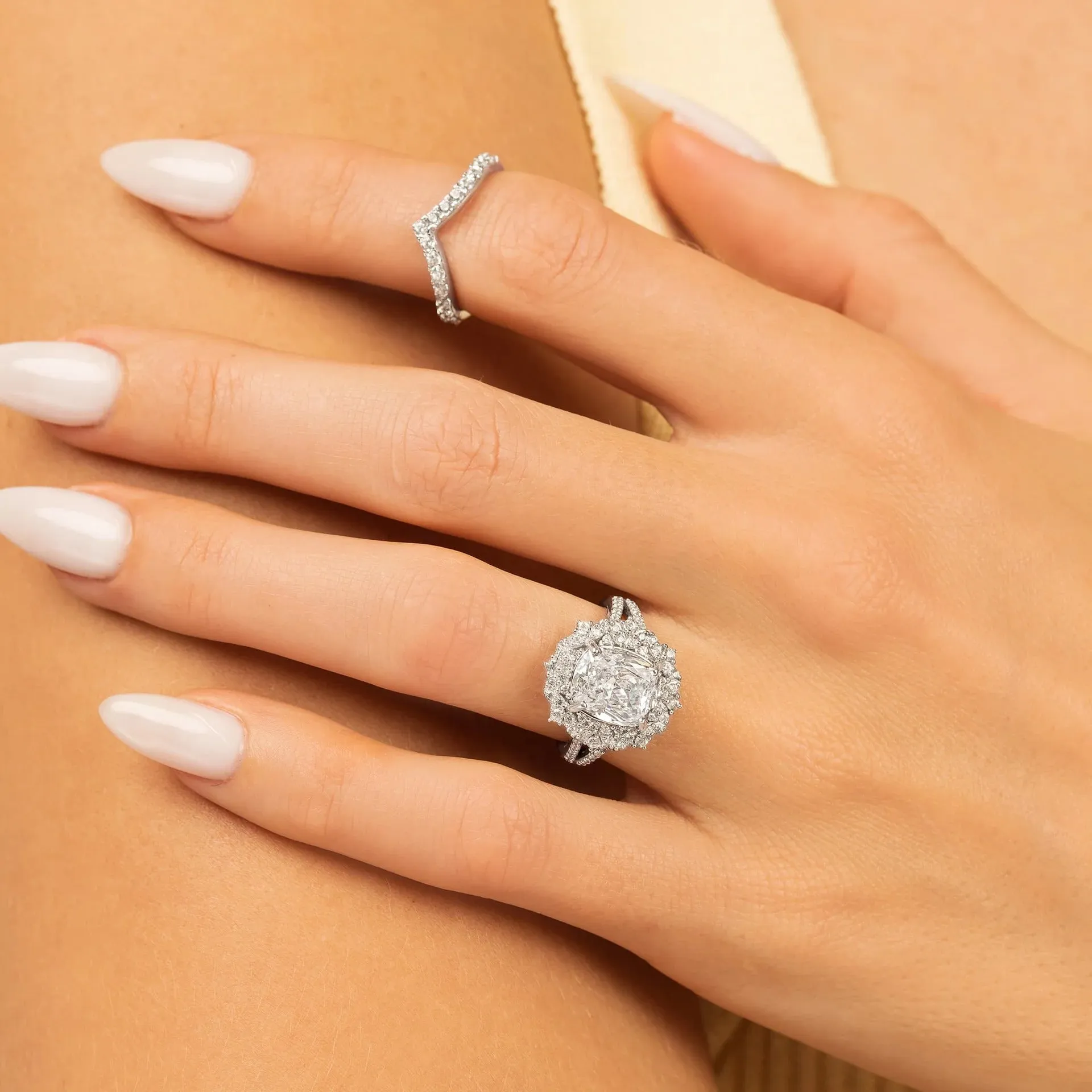 Stackable Pavé V-Shaped Chevron Wishbone Eternity Ring