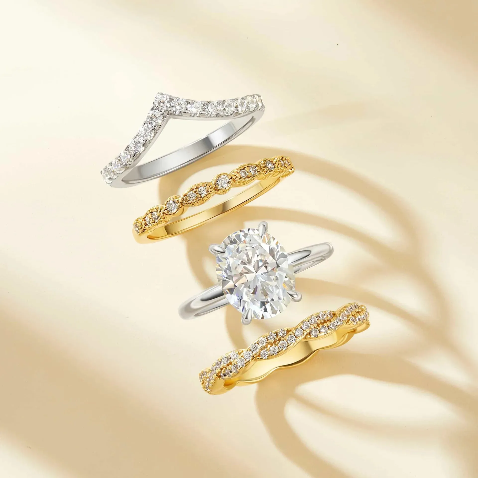 Stackable Pavé V-Shaped Chevron Wishbone Eternity Ring