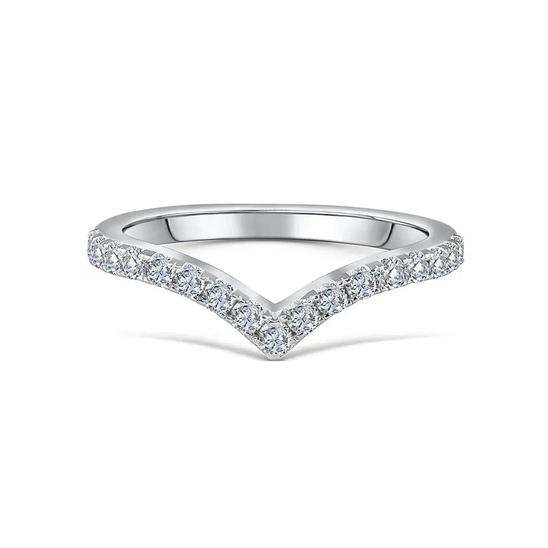 Stackable Pavé V-Shaped Chevron Wishbone Eternity Ring