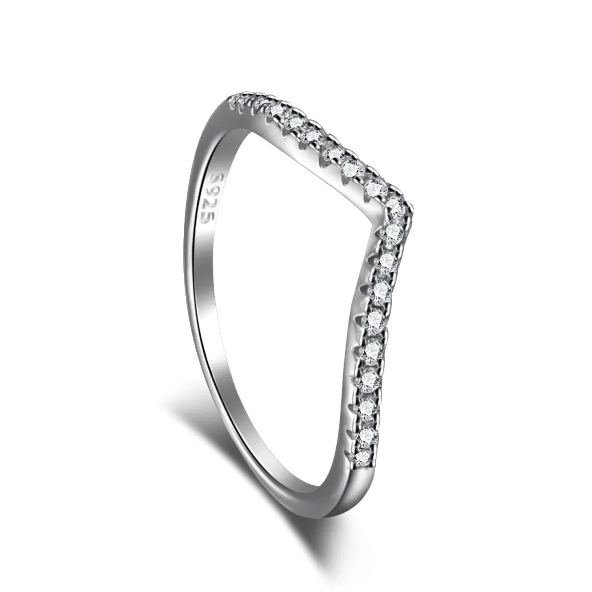 Stackable Pavé V-Shaped Chevron Wishbone Eternity Ring