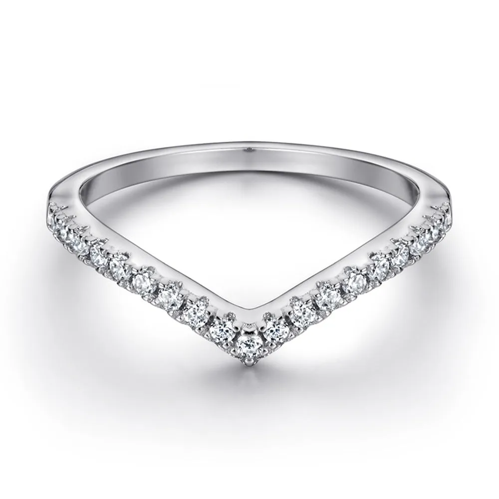 Stackable Pavé V-Shaped Chevron Wishbone Eternity Ring