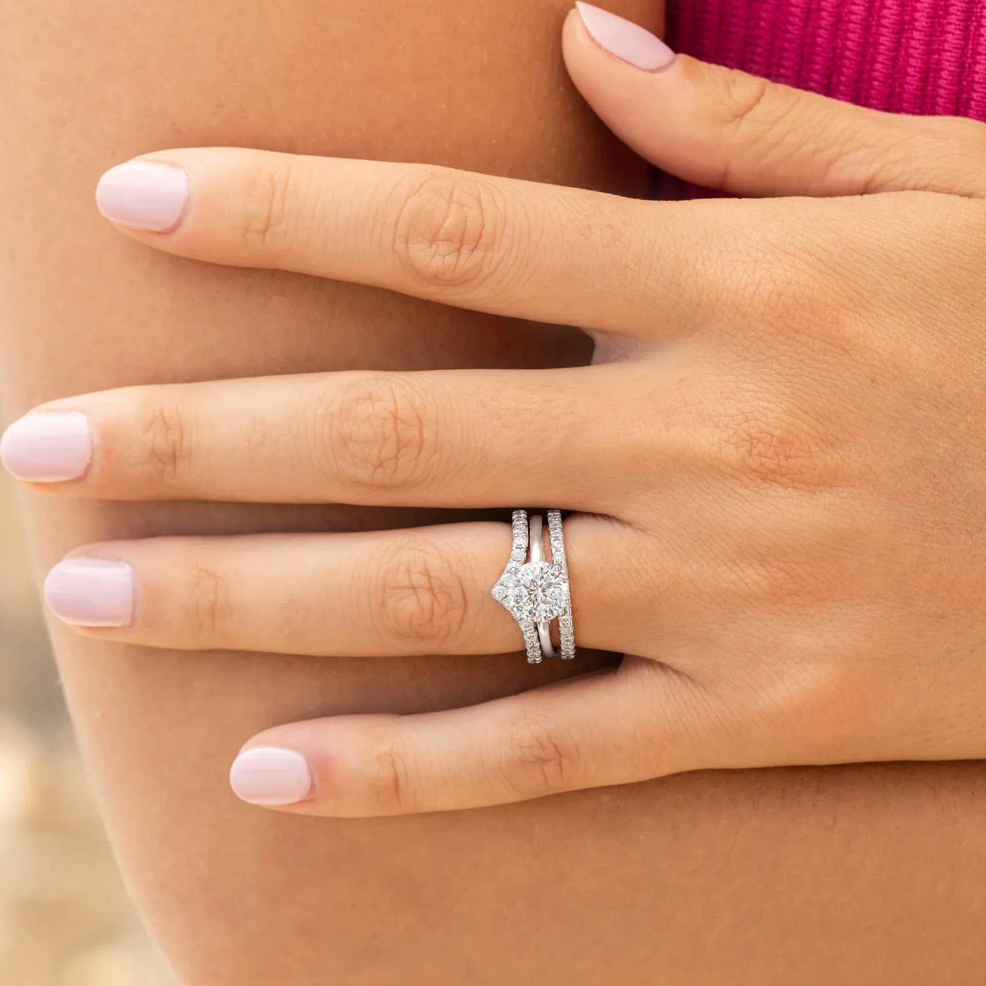 Stackable Pavé V-Shaped Chevron Wishbone Eternity Ring