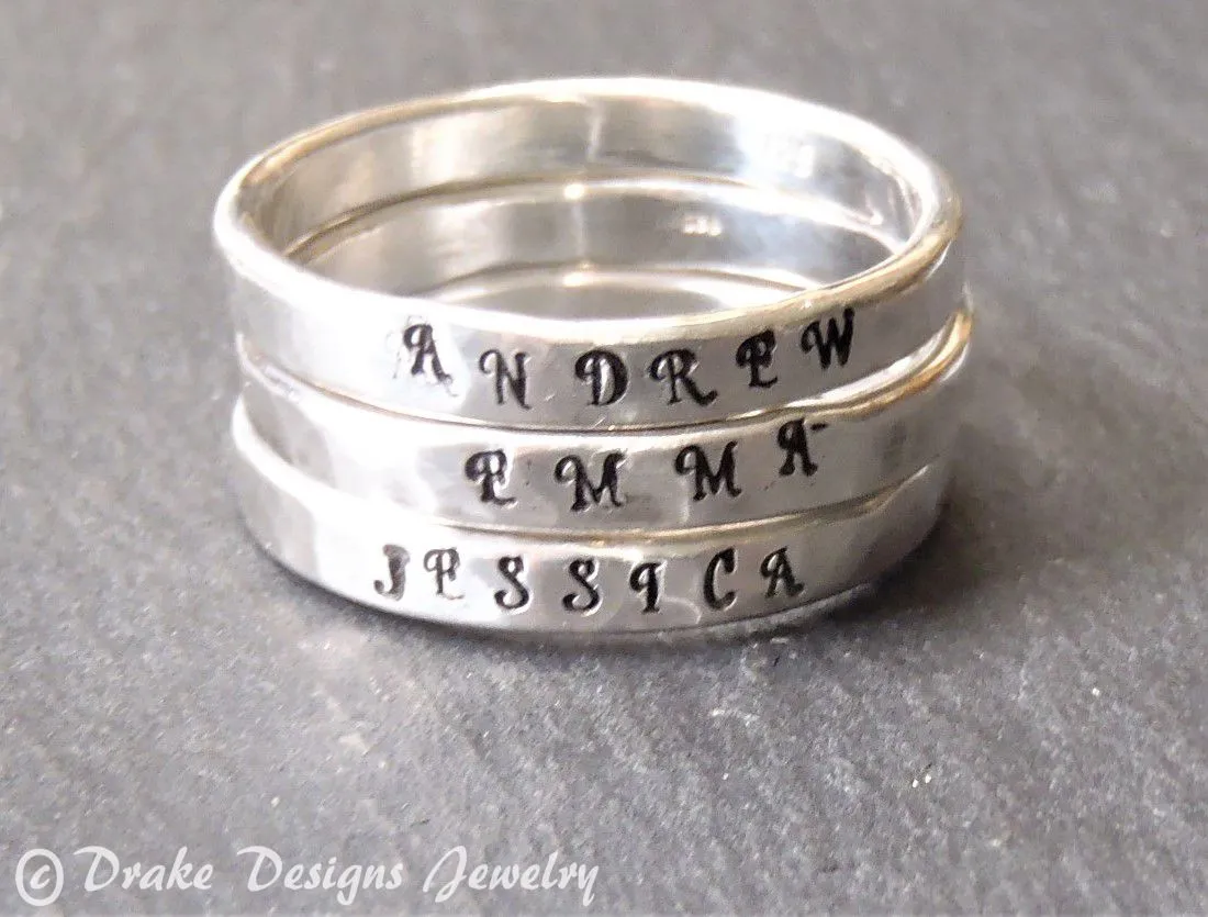Stackable paw print sterling silver ring