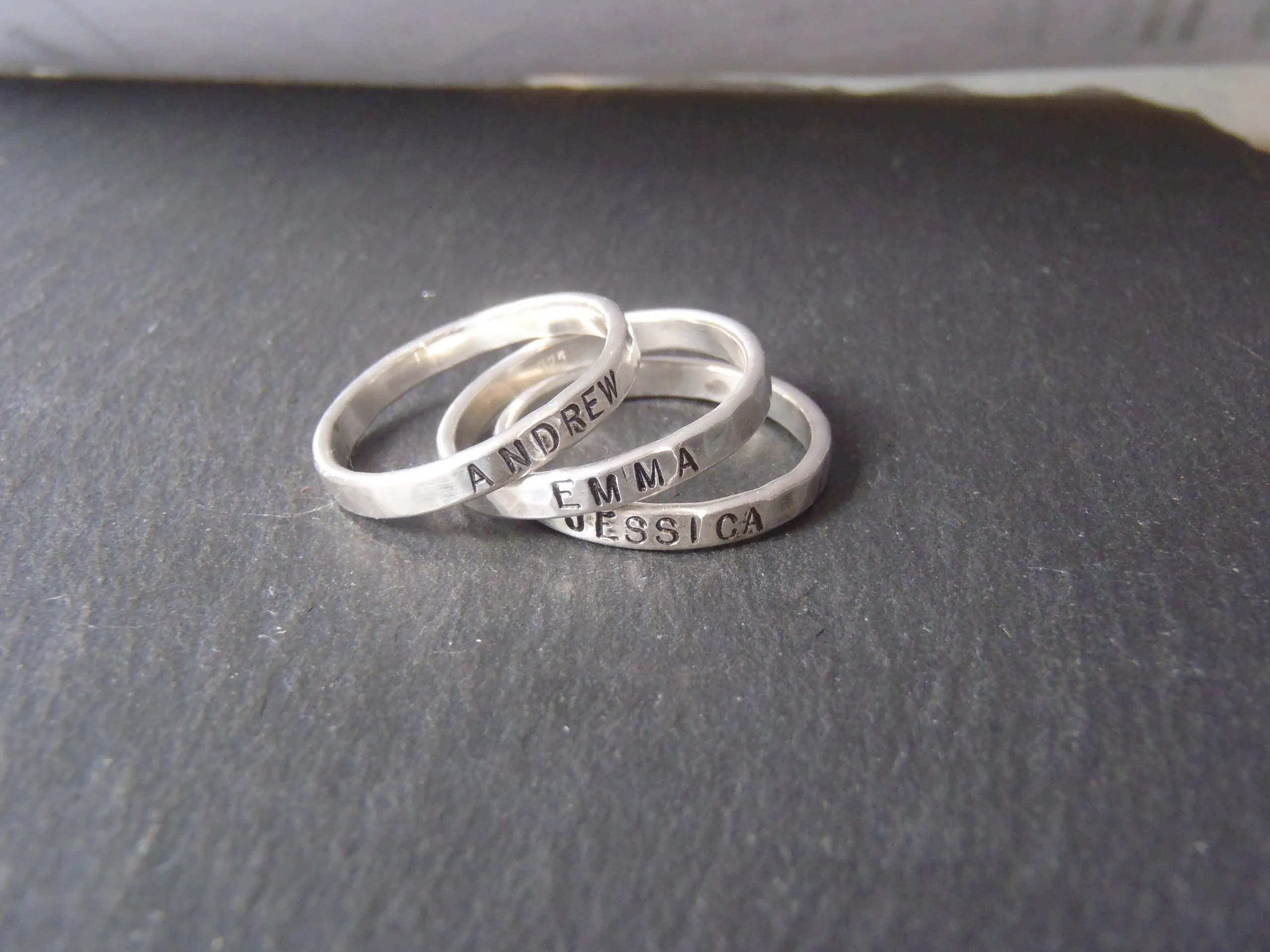 Stackable paw print sterling silver ring