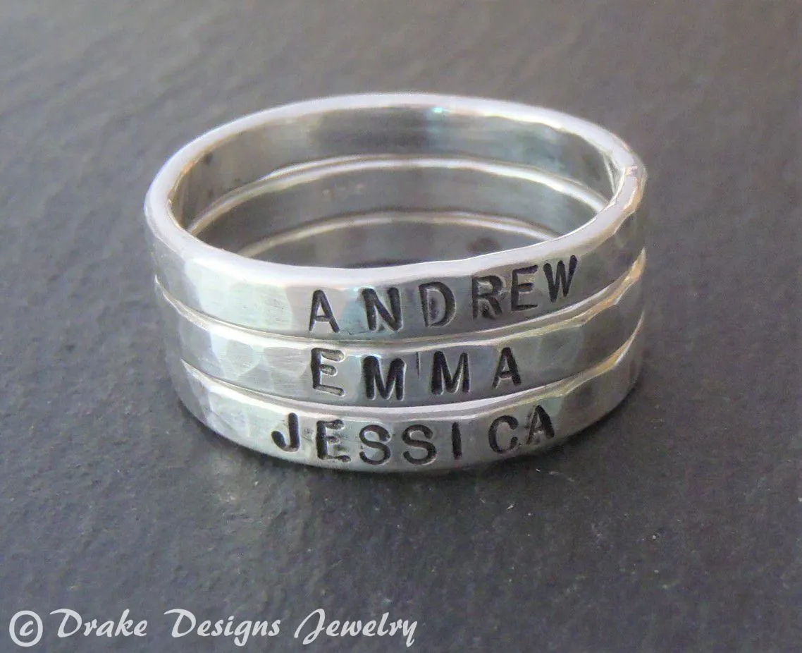 Stackable paw print sterling silver ring