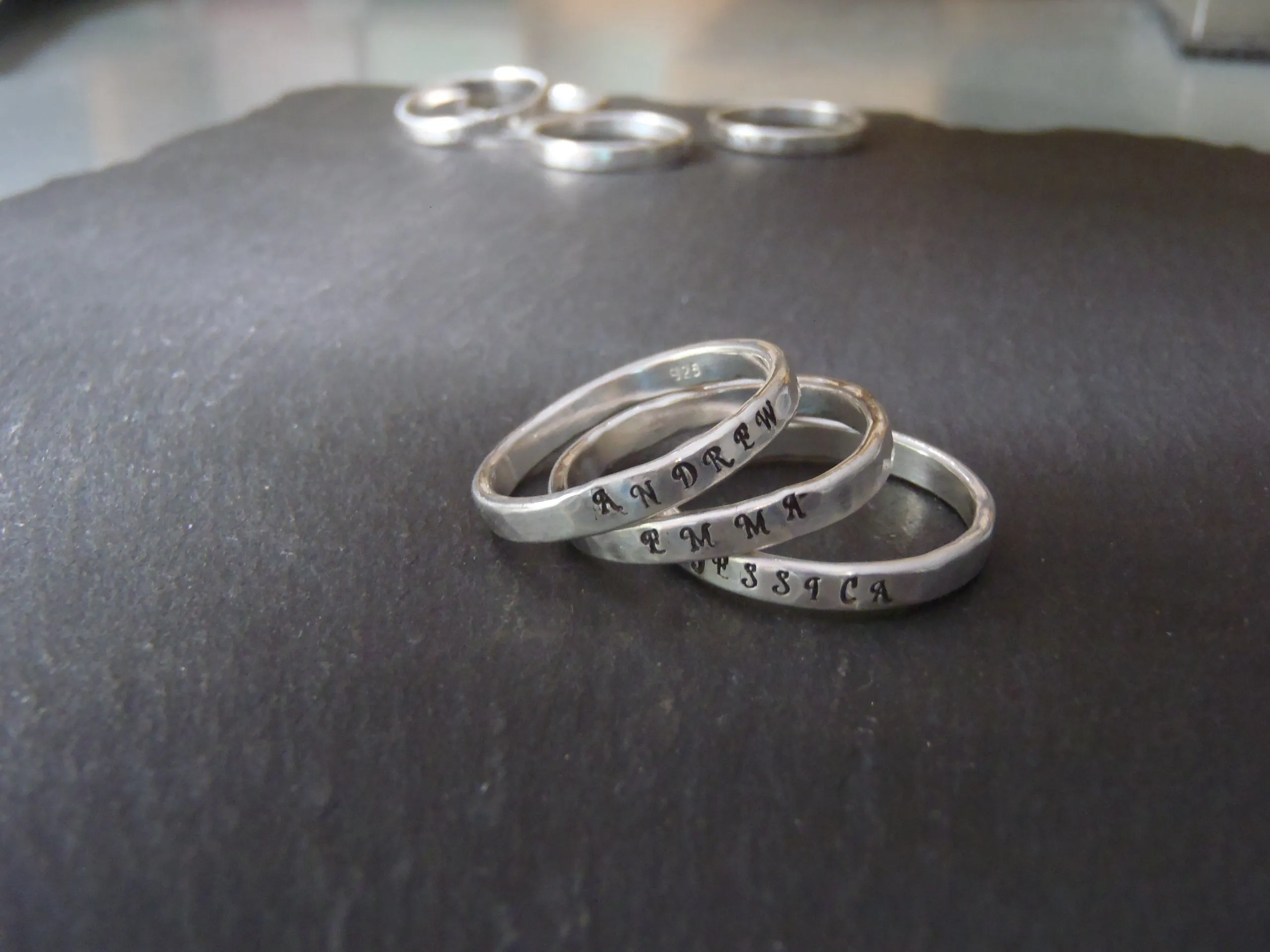 Stackable paw print sterling silver ring