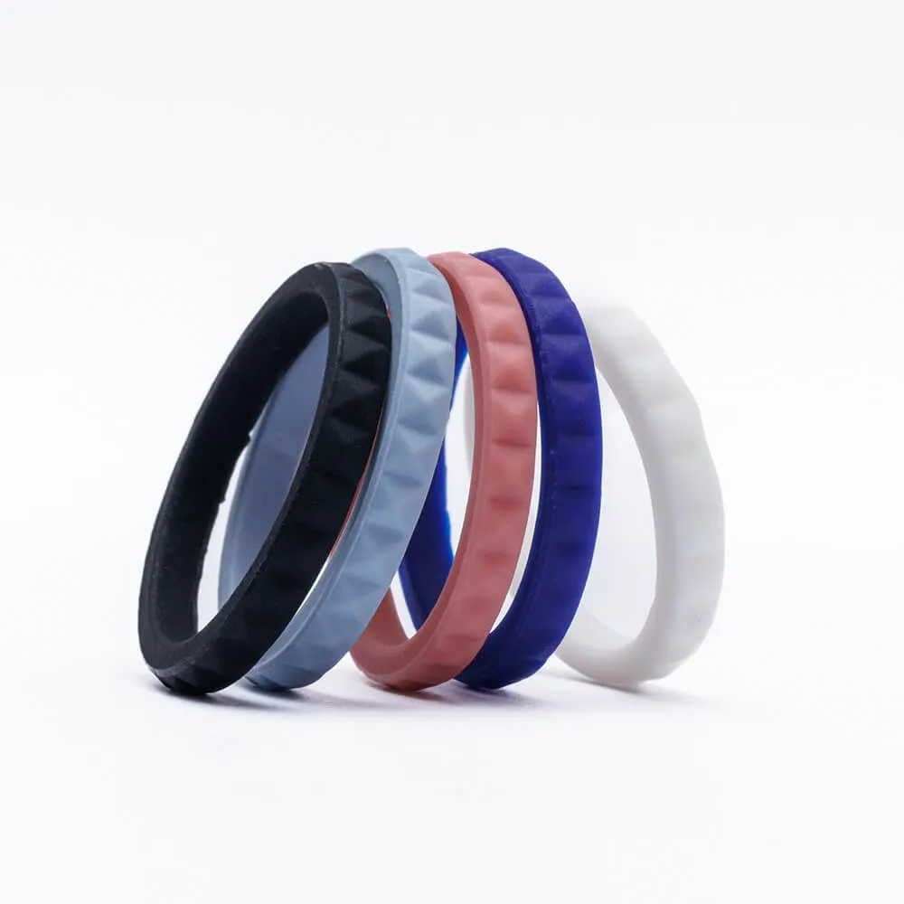 Stackable Stud -Set of 5 women's silicone rings