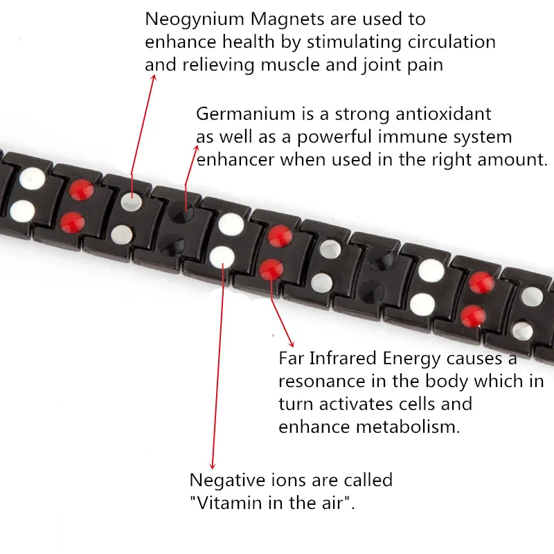 Stainless Steel Black And Gold Elements Magnetic Bracelet