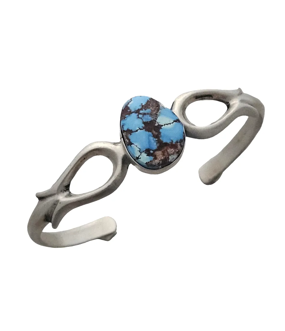 Stamped Sterling Silver Golden Hills Turquoise Stone Bracelet