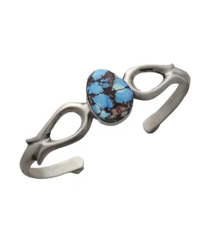 Stamped Sterling Silver Golden Hills Turquoise Stone Bracelet