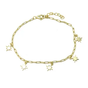 Sterling Silver Gold Plated Starburst Charm Bracelet