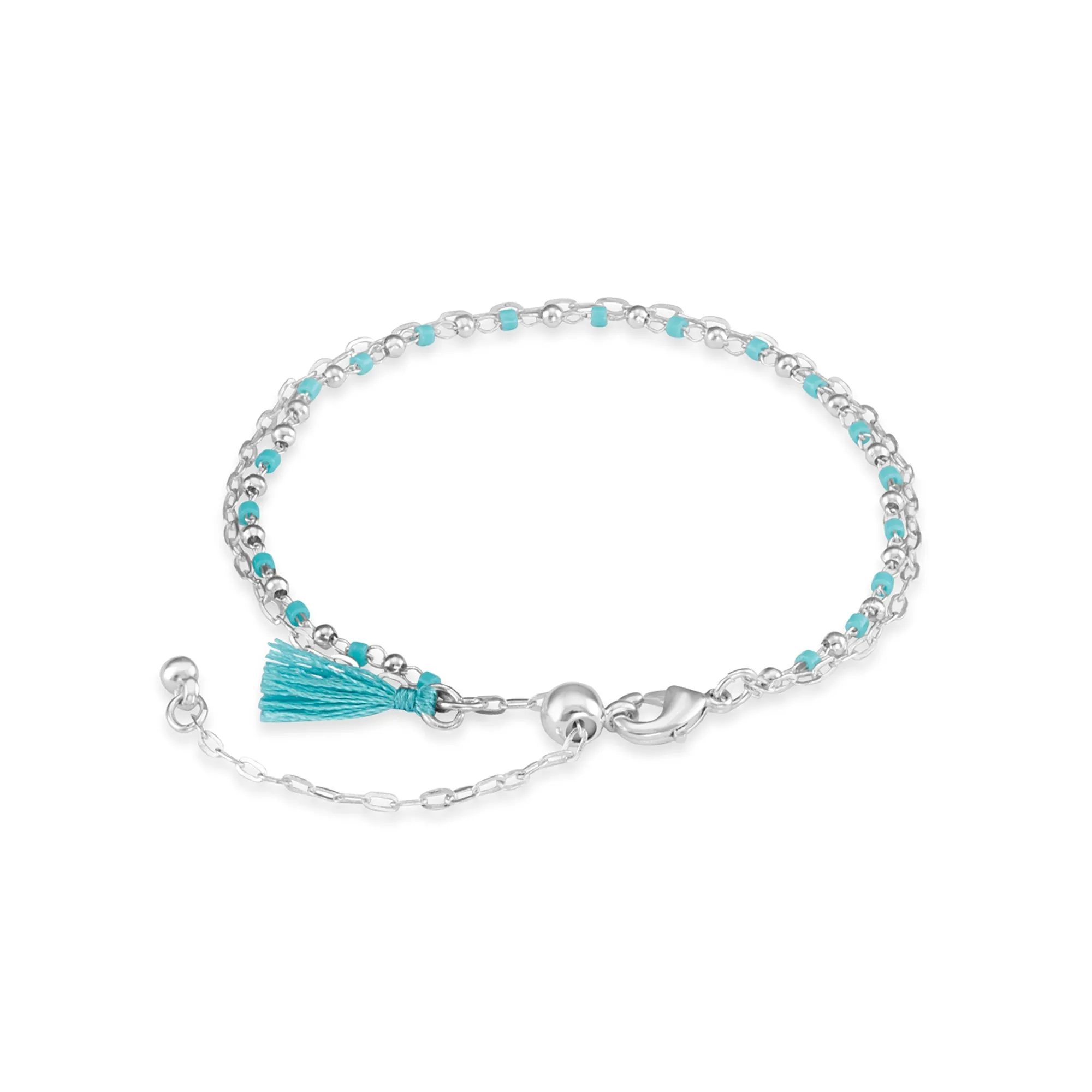 Sterling Silver-Plated Beaded Bracelet