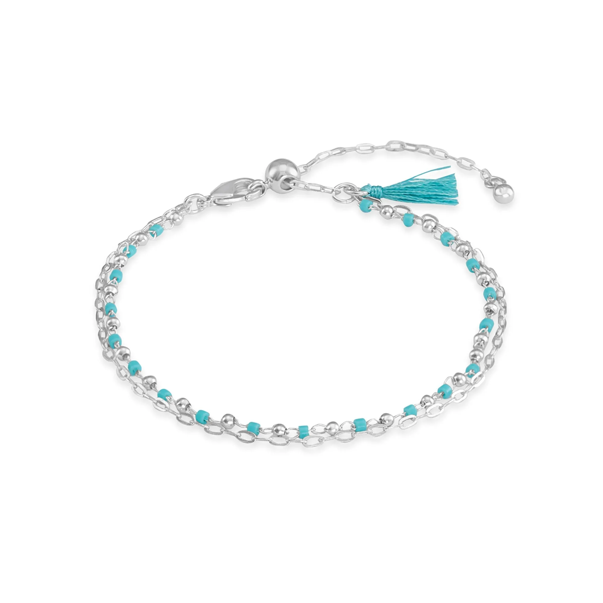Sterling Silver-Plated Beaded Bracelet